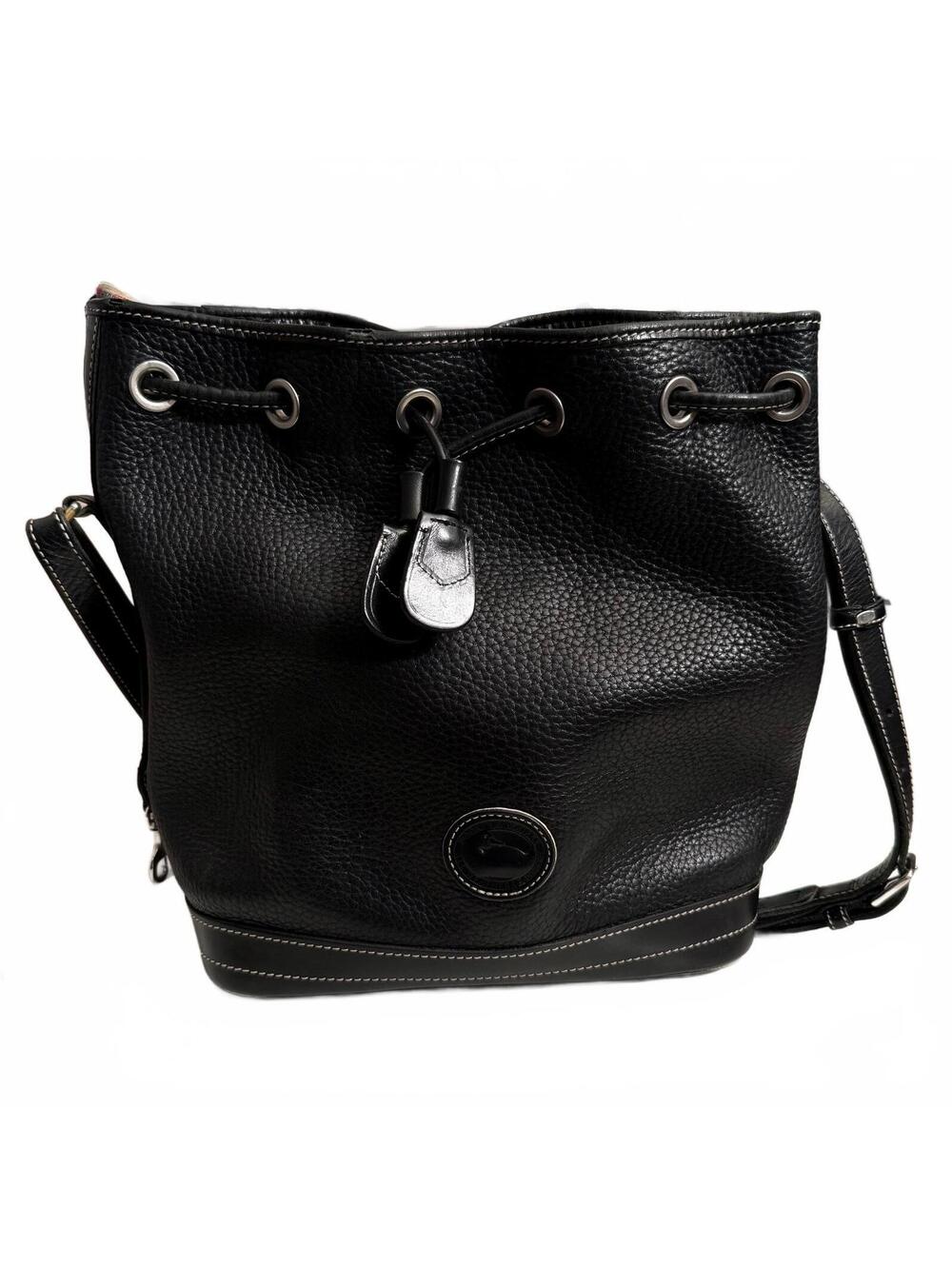 Vintage Dooney & Bourke Leather Black Drawstring Bucket Bag Made in USA